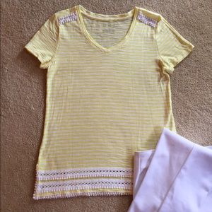 Talbots Yellow/White Stripe, Short Sleeve Tunic